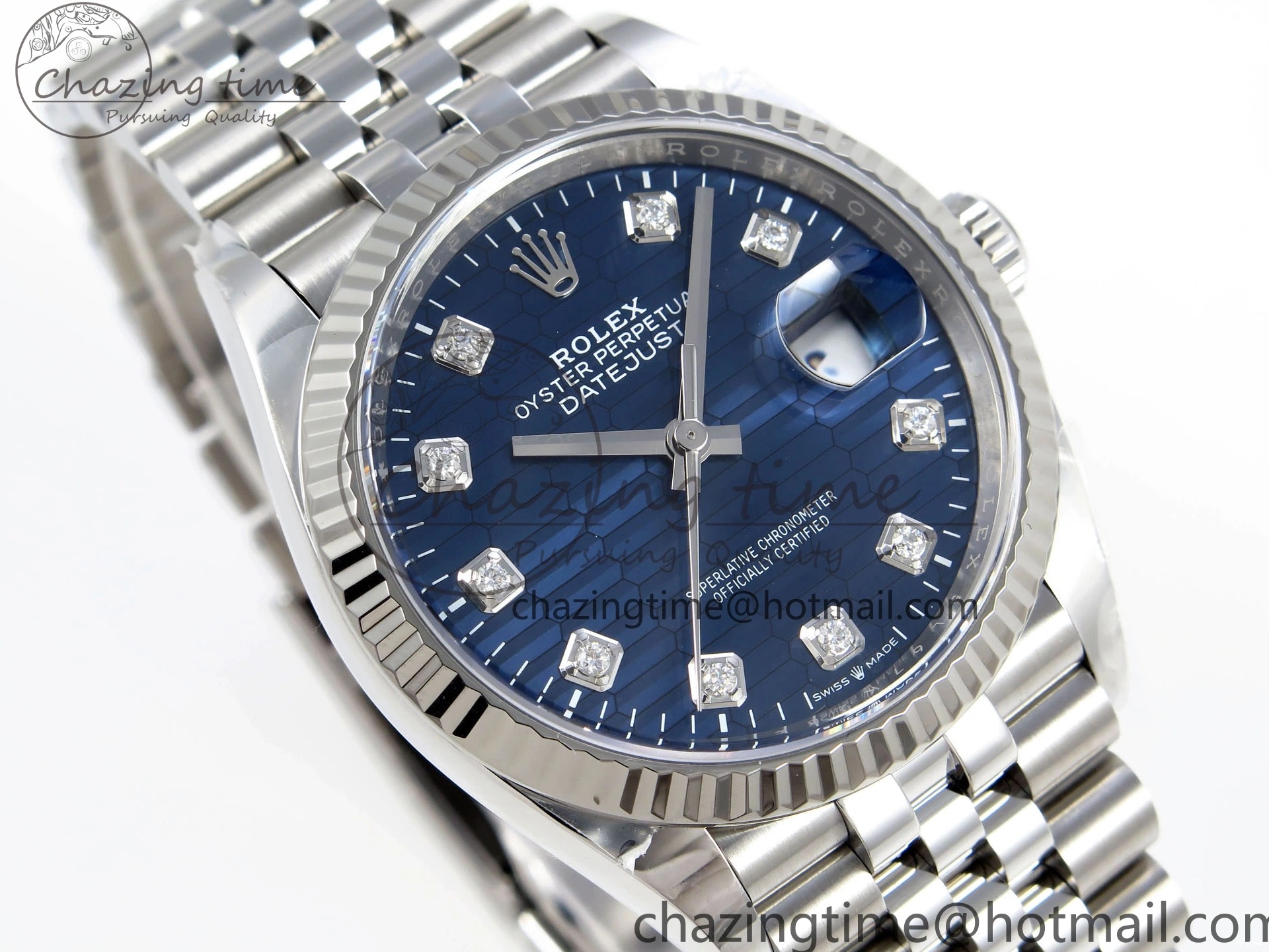 MiroTime 0424 FastDry DateJust 36 126234 Clean 1:1 Best Edition 904L Steel Blue Textured Diamonds Dial on Jubilee Bracelet VR 1967